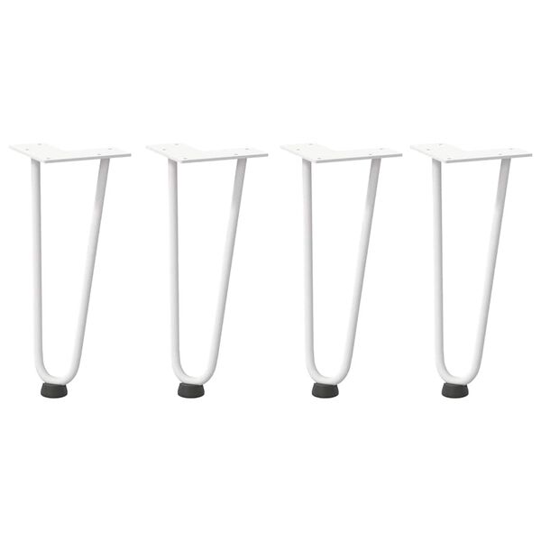 vidaXL Pernas de grampo para mesa de centro 4 peças, branco, 30 cm, aço maciço