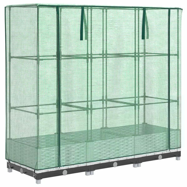 vidaXL Canteiro elevado com cobertura de estufa aspeto de vime