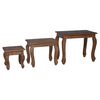 vidaXL Mesa de Ninho 3 unid. Castanho Madeira de mogno maci&ccedil;a