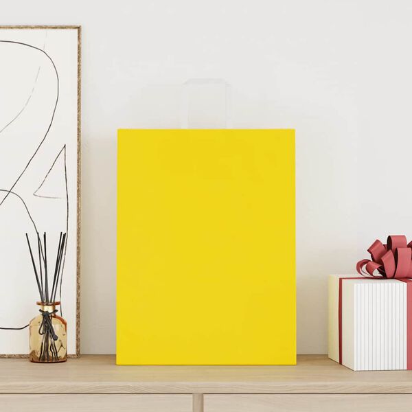 vidaXL Sacos de papel 250 unid com al&ccedil;as amarelo 32x12x42 cm