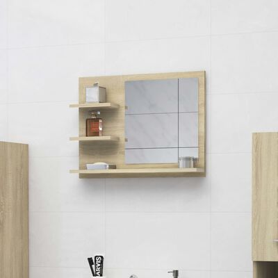 vidaXL Espelho de casa de banho 60x10,5x45 cm contraplacado carvalho