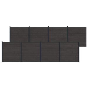 vidaXL Painel de Cerca 8 pcs WPC e Alum&iacute;nio Preto