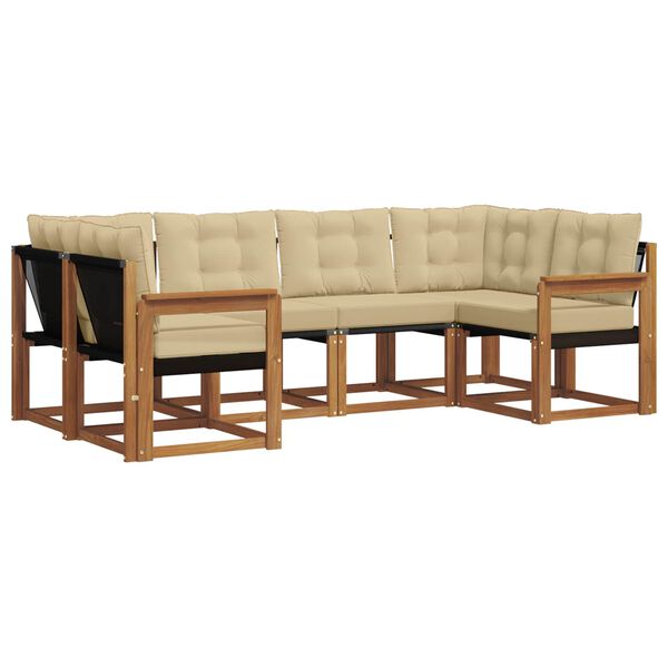 vidaXL Conjunto de Sof&aacute;s para Exterior 6 pcs Natural e Bege
