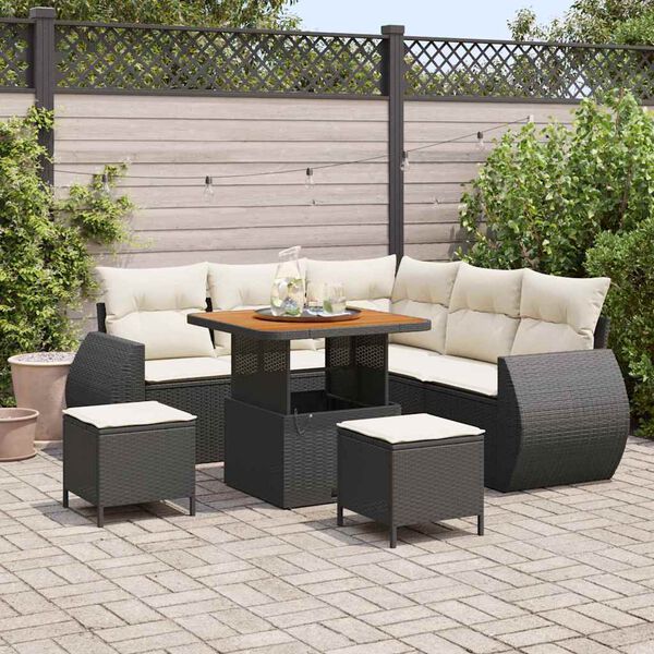 vidaXL Conjunto de Sof&aacute; de Jardim 8 pcs Preto vime PE