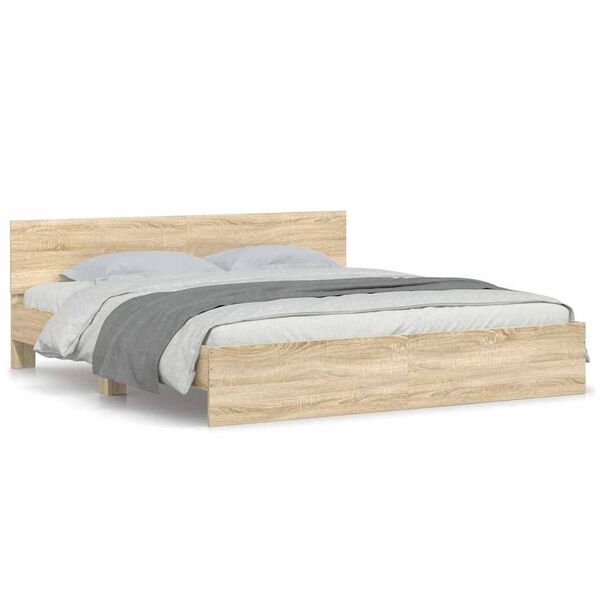 vidaXL Estrutura de cama com cabeceira 200x200 cm carvalho sonoma