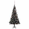 vidaXL &Aacute;rvore Natal artificial pr&eacute;-iluminada c/ bolas PVC preto
