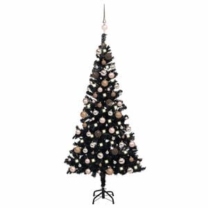 vidaXL &Aacute;rvore Natal artificial pr&eacute;-iluminada c/ bolas PVC preto