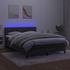 vidaXL Cama box spring c/ colch&atilde;o/LED 140x190cm veludo cinzento-escuro