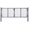 vidaXL Port&atilde;o de jardim em tela de a&ccedil;o galvanizado 300x75 cm cinza
