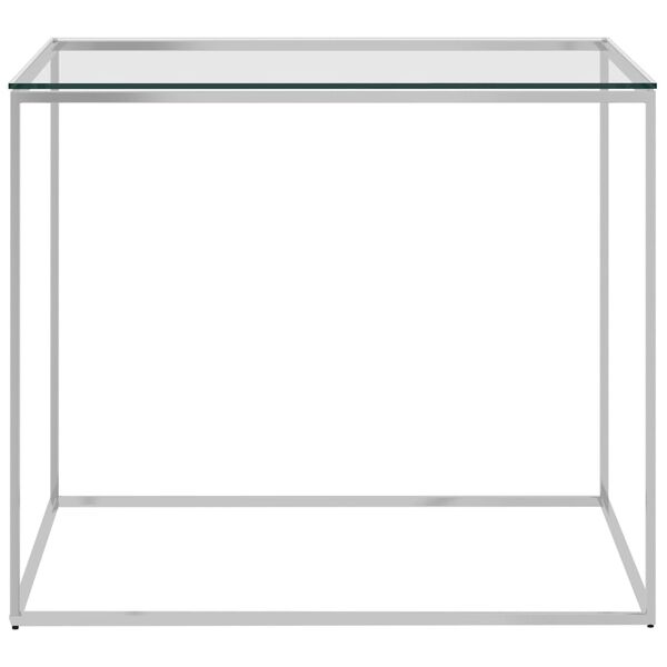 vidaXL Mesa de centro 50x50x43 cm a&ccedil;o inoxid&aacute;vel prateado e vidro