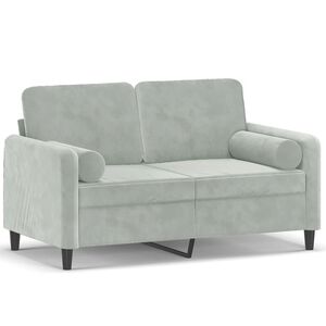 vidaXL Sof&aacute; 2 lugares + almofadas decorativas 120cm veludo cinza-claro