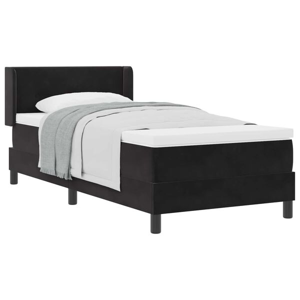 vidaXL Cama Box com colch&atilde;o com cabeceira Preto 200 x 100 cm Poli&eacute;ster