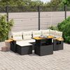 vidaXL 7 pcs conjunto de sof&aacute;s p/ jardim c/ almofad&otilde;es vime PE preto