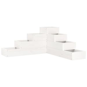 vidaXL Floreira de jardim c/ 4 n&iacute;veis 80,5x79x36cm pinho maci&ccedil;o branco