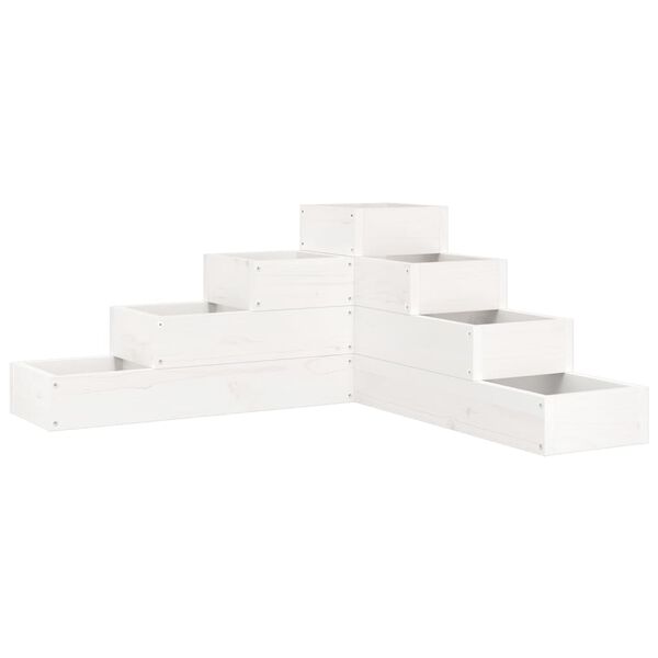 vidaXL Floreira de jardim c/ 4 n&iacute;veis 80,5x79x36cm pinho maci&ccedil;o branco