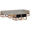 vidaXL Conjunto de Sof&aacute;s para Exterior 9 pcs Cinza Natural e Claro