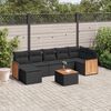 vidaXL 8 pcs conjunto sof&aacute;s de jardim com almofad&otilde;es vime PE preto