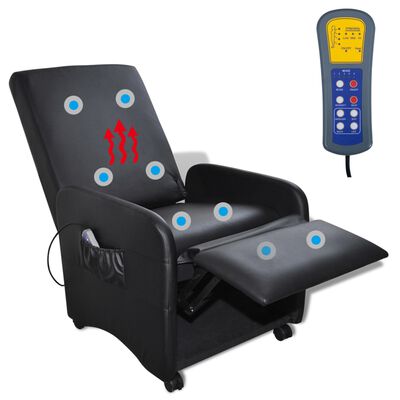 vidaXL Cadeira de massagens couro artificial preto