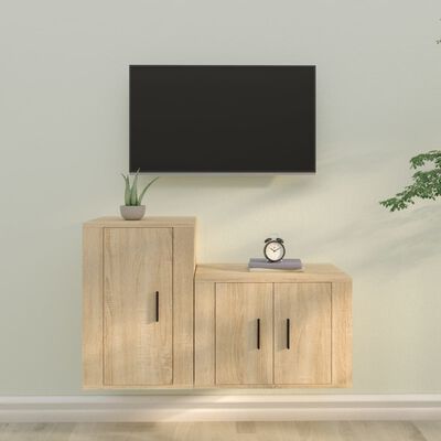 vidaXL 2pcs conjunto móveis de TV derivados de madeira carvalho sonoma