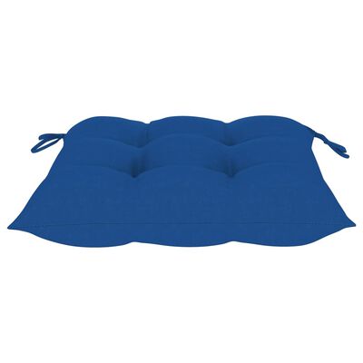 vidaXL Cadeira de baloiço com almofadão azul teca maciça