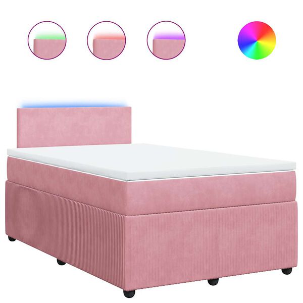 vidaXL Cama boxspring com colch&atilde;o 120x200 cm veludo rosa