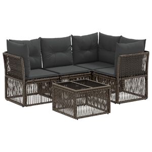 vidaXL Conjunto de Sof&aacute; de Jardim 5 pcs Cinzento vime PE