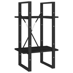 vidaXL Estante com 2 prateleiras 40x30x70 cm pinho maci&ccedil;o preto