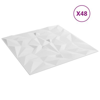 vidaXL Painéis de parede 48 pcs 50x50 cm 12m² XPS ametista branco