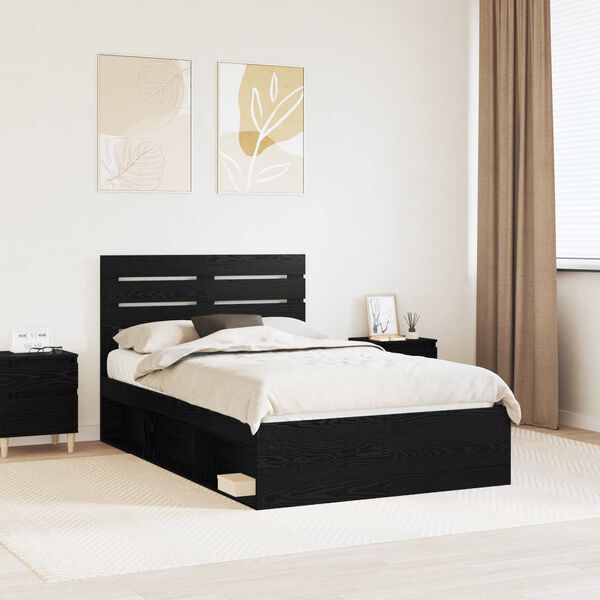 vidaXL Estrutura da Cama Preto 135 x 190 cm Madeira de Pinheiro S&oacute;lida