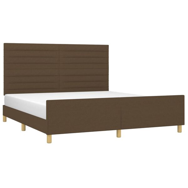 vidaXL Estrutura de cama sem colch&atilde;o 160x200 cm tecido castanho-escuro