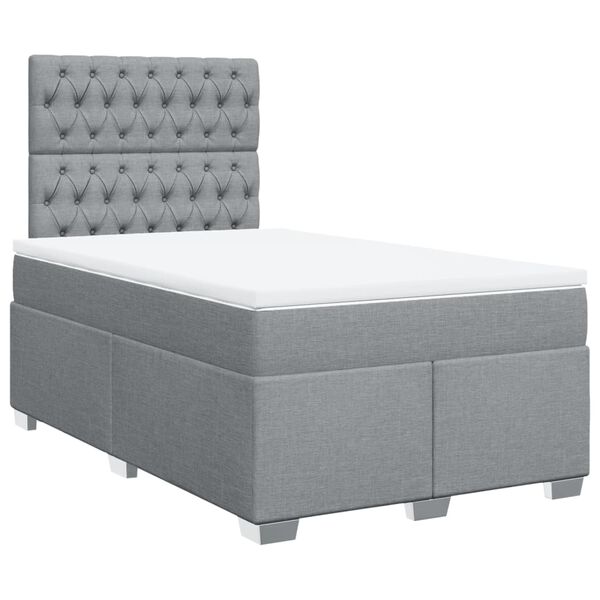 vidaXL Cama boxspring com colch&atilde;o 120x190 cm tecido cinzento-claro