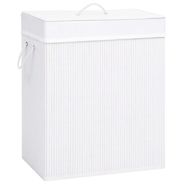 vidaXL Cesto para roupa suja c/ 2 sec&ccedil;&otilde;es 100 L bambu branco