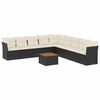 vidaXL 10 pcs conjunto sof&aacute;s de jardim c/ almofad&otilde;es vime PE preto