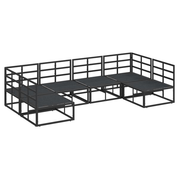vidaXL Conjunto de Sofá de Jardim com almofada 6 pcs Preto Alumínio