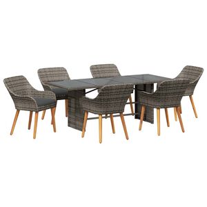 vidaXL Conjunto de Jantar para Jardim 7 pcs Cinzeto vime PE