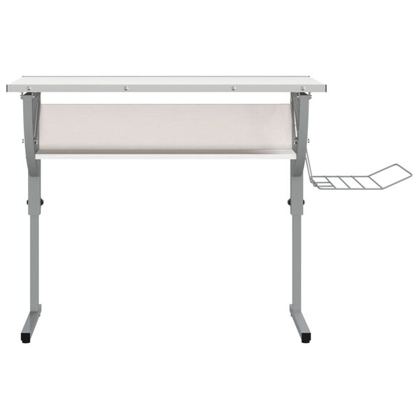vidaXL Secret&aacute;ria 110x53x(58-87) cm derivados madeira/a&ccedil;o branco/cinza