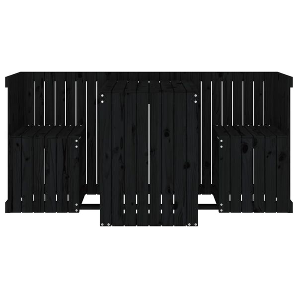 vidaXL Conj. de varanda 2 lugares madeira de pinho maciça preto