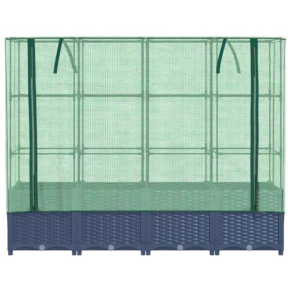 vidaXL Canteiro elevado com cobertura de estufa estilo rattan 160x40x138 cm