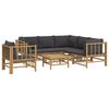 vidaXL 7pcs conj. lounge de jardim bambu c/ almofad&otilde;es cinzento-escuro