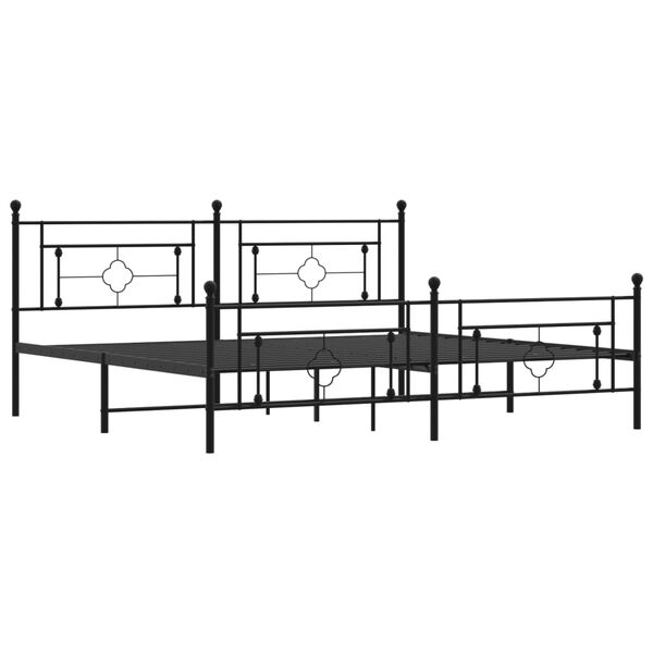 vidaXL Estrutura de cama com cabeceira e p&eacute;s 200x200 cm metal preto