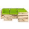vidaXL 6 pcs conj. lounge jardim c/ almofad&otilde;es madeira impreg. verde