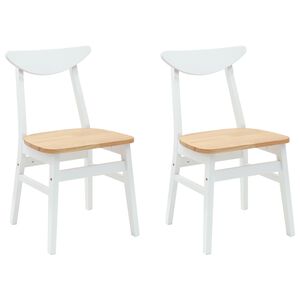 vidaXL Cadeiras de Jantar 2 unid. Madeira de Borracha S&oacute;lida Branco
