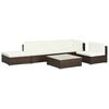 vidaXL 6 pcs conjunto lounge jardim c/ almofad&otilde;es vime PE castanho