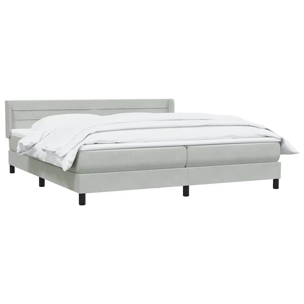 vidaXL Cama com molas/colch&atilde;o 180x210 cm veludo cinzento-claro