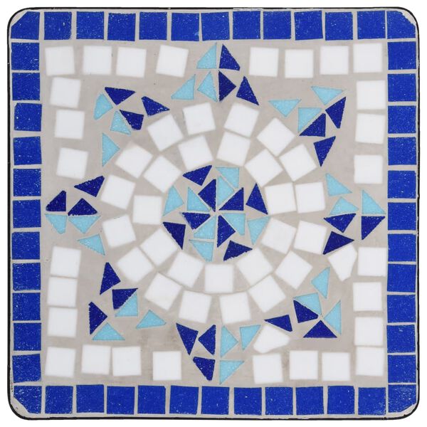 vidaXL Mesa de apoio em mosaico cerâmica azul e branco