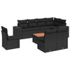 vidaXL 9 pcs conjunto de sof&aacute;s p/ jardim c/ almofad&otilde;es vime PE preto