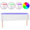 vidaXL Cabeceira de cama c/ LED couro artificial 163x16x78/88cm branco
