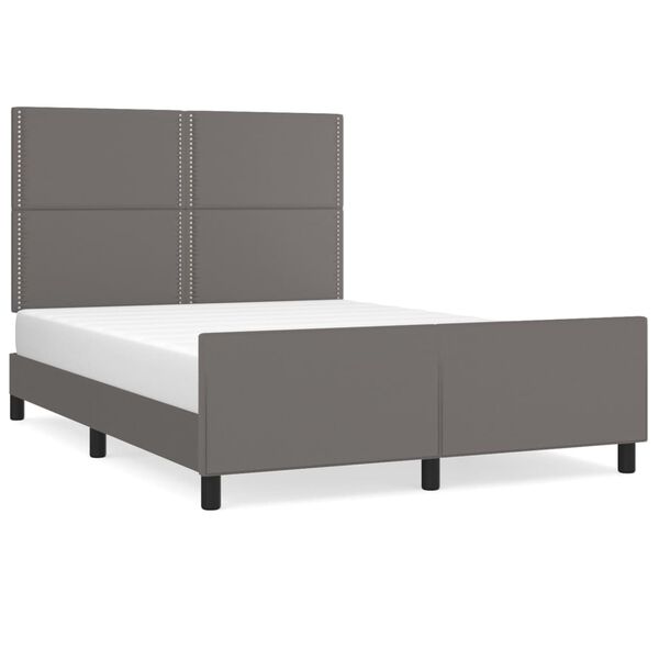 vidaXL Estrutura cama c/ cabeceira 140x200cm couro artificial cinzento