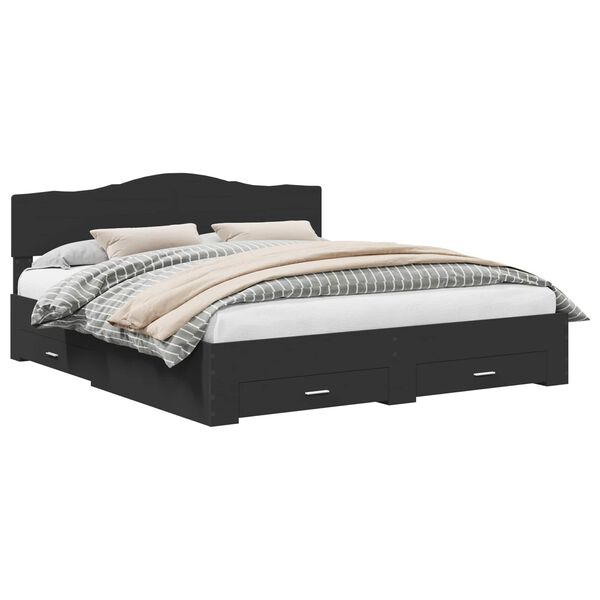 vidaXL Estrutura da Cama Preto 200 x 200 cm Madeira processada