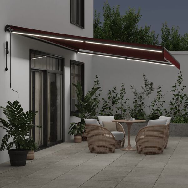 vidaXL Toldo retr&aacute;til autom&aacute;tico com luzes LED 500x350 cm bord&ocirc;